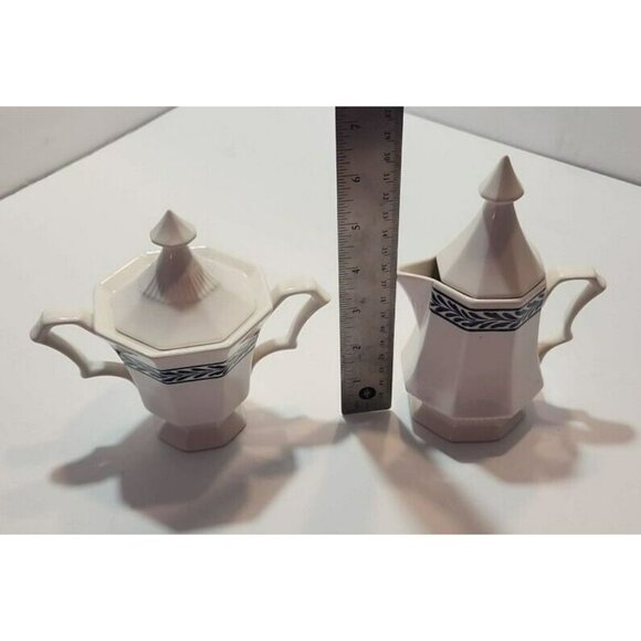 Vtg Independence Ironstone Castleton Japan "Blue Tulip" Sugar Bowl And Creamer - Picture 13 of 13